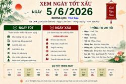 Xem tử vi ngày 5-6-2026 thứ 6 của 12 con giáp chi tiết nhất
